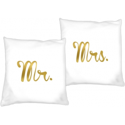 Poduszki dla par zakochanych komplet 2 sztuki Mrs Mr 2